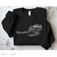 Austria Map Silhouette Cities Towns Travel Vacation Vienna Sweatshirt thumb 2