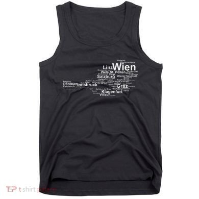 Austria Map Silhouette Cities Towns Travel Vacation Vienna Tank Top
