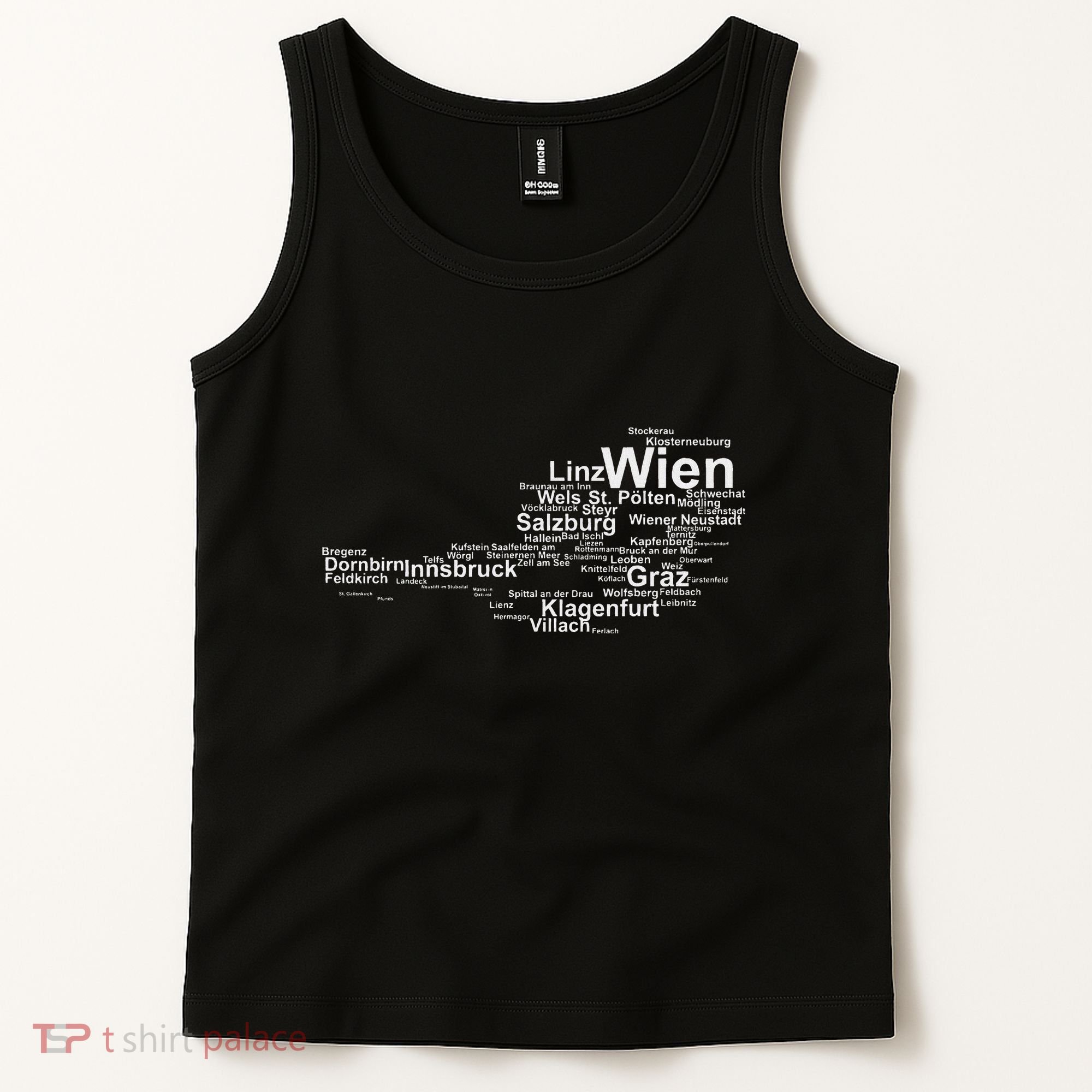 Austria Map Silhouette Cities Towns Travel Vacation Vienna Tank Top