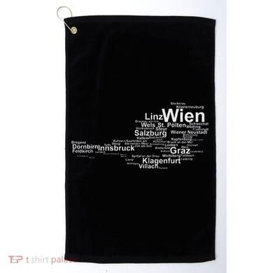 Austria Map Silhouette Cities Towns Travel Vacation Vienna Golf Towel