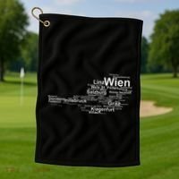 Austria Map Silhouette Cities Towns Travel Vacation Vienna Golf Towel thumb 1