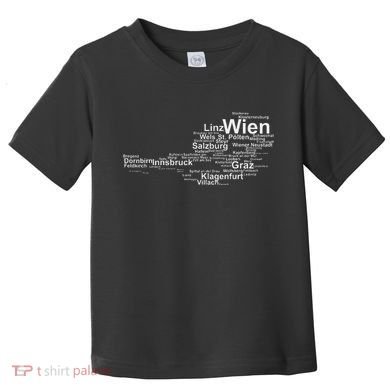 Austria Map Silhouette Cities Towns Travel Vacation Vienna Toddler T-Shirt