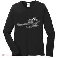 Austria Map Silhouette Cities Towns Travel Vacation Vienna Women's Long Sleeve Shirt thumb 0