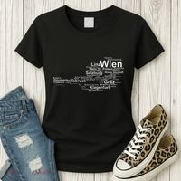 Austria Map Silhouette Cities Towns Travel Vacation Vienna Women's T-Shirt thumb 3
