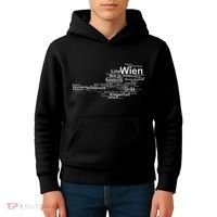 Austria Map Silhouette Cities Towns Travel Vacation Vienna Kids Hoodie thumb 4