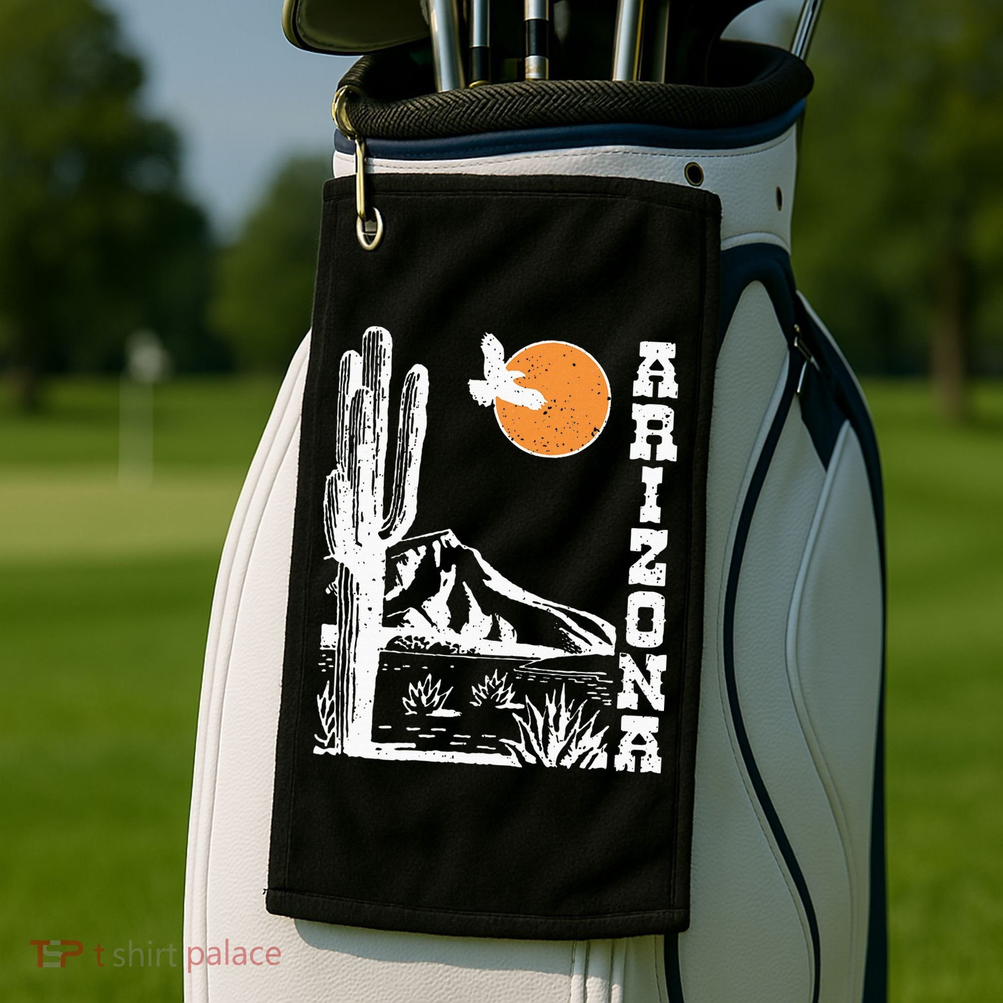 Arizona Mountain Sedona Desert Sun And Cactus Golf Towel