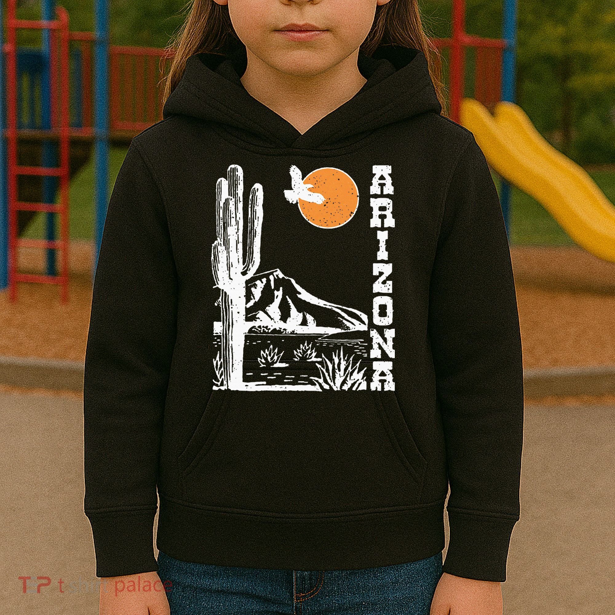 Arizona Mountain Sedona Desert Sun And Cactus Kids Hoodie
