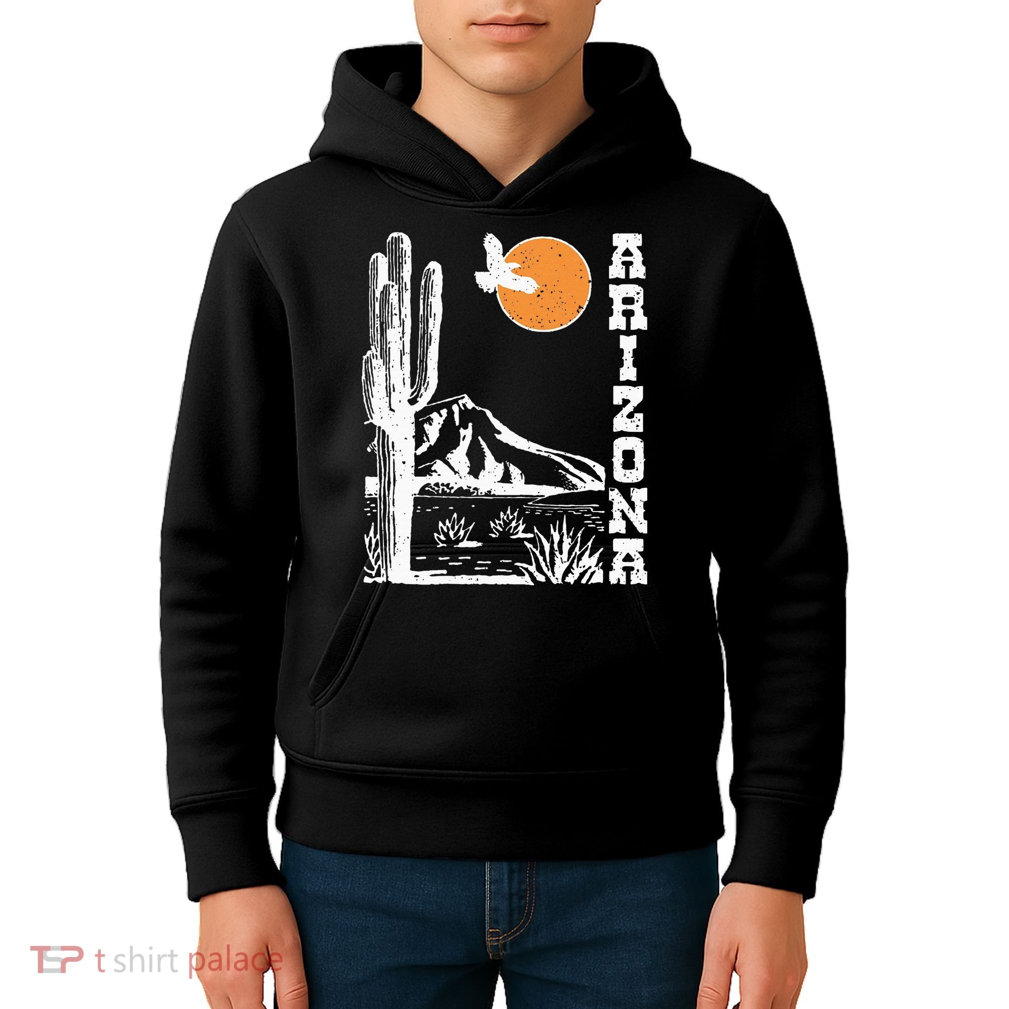 Arizona Mountain Sedona Desert Sun And Cactus Kids Hoodie