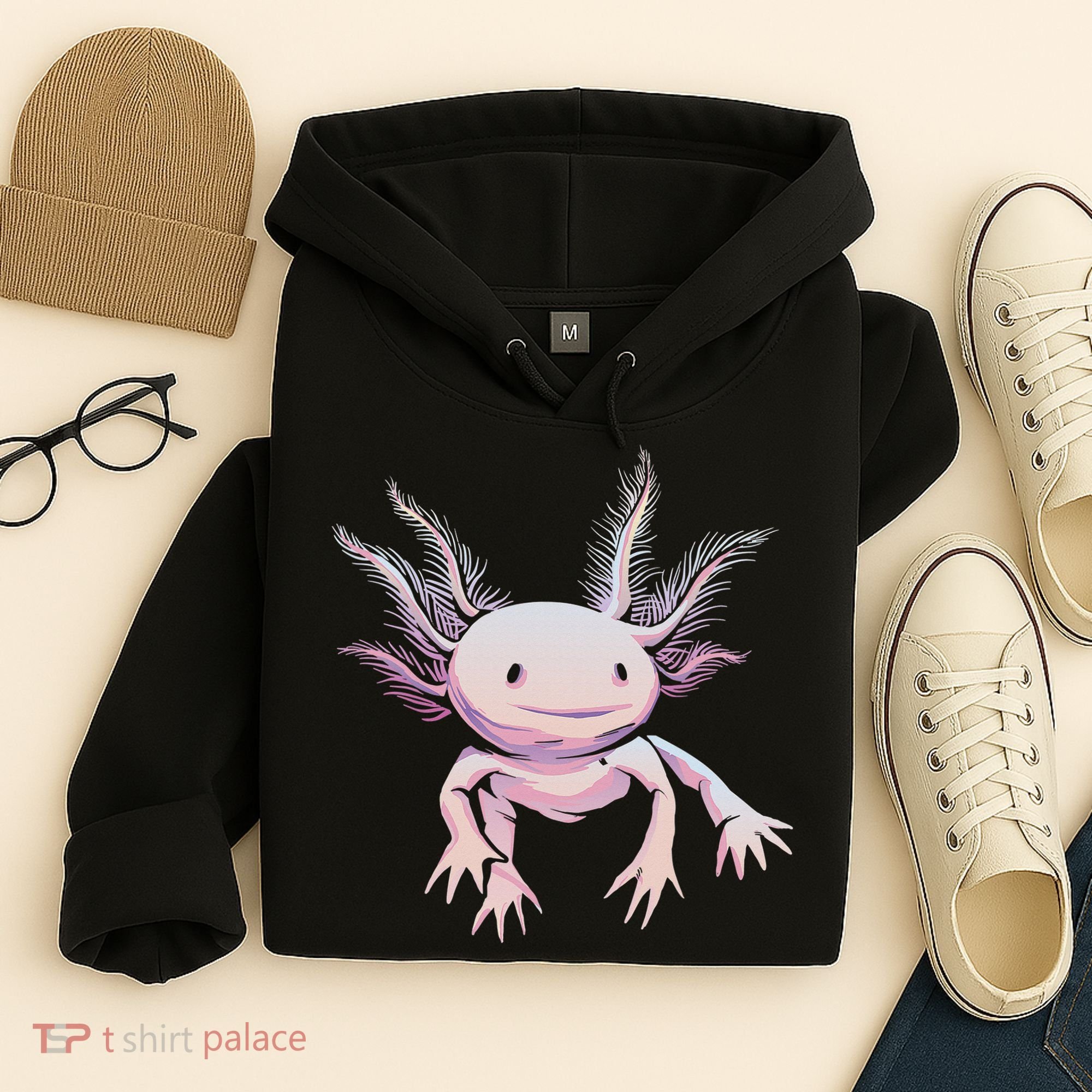 Axolotl Mexican Salamander Drawing Lizard Realistic Axolotl  Hoodie