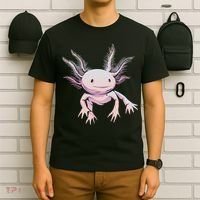 Axolotl Mexican Salamander Drawing Lizard Realistic Axolotl  T-Shirt thumb 6