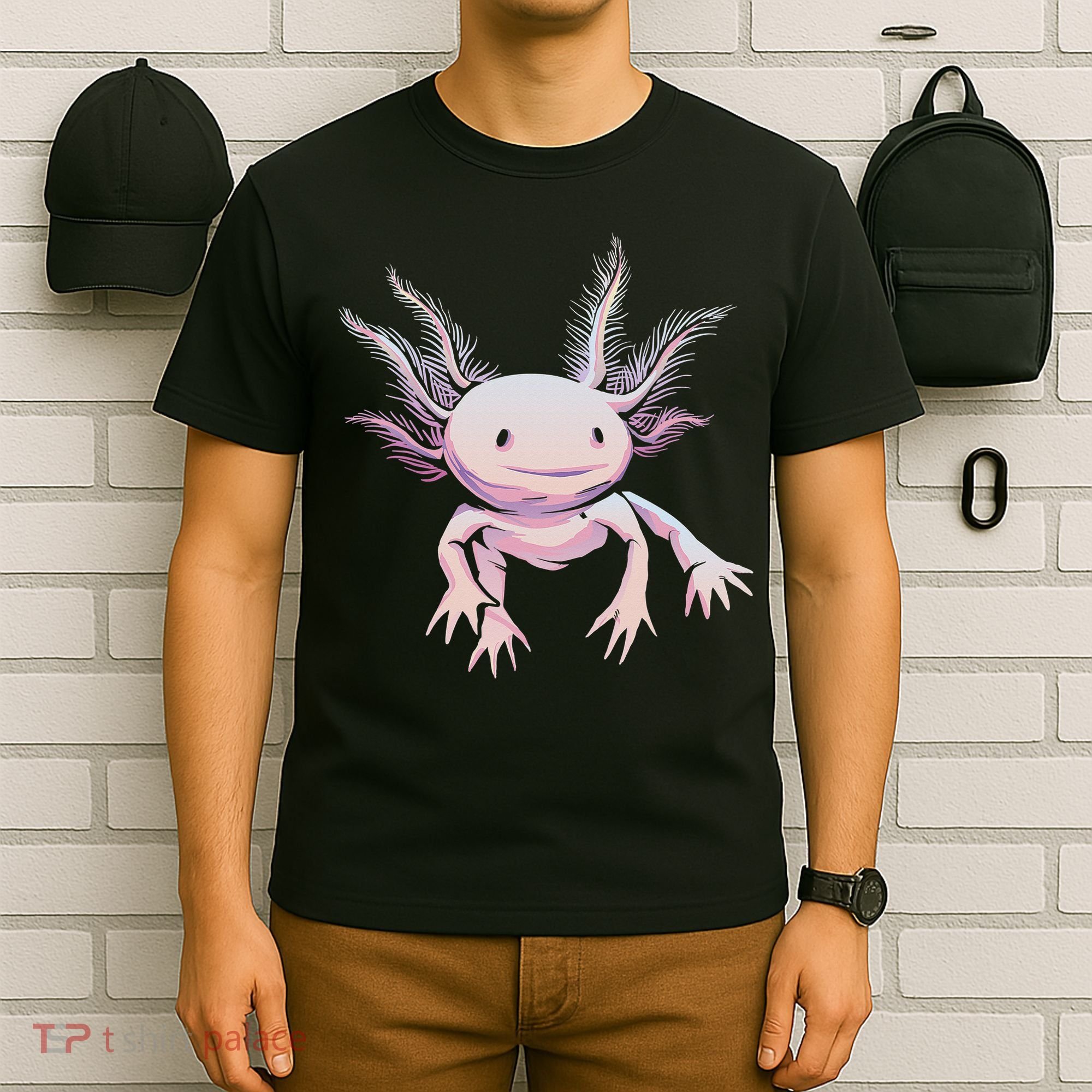 Axolotl Mexican Salamander Drawing Lizard Realistic Axolotl  T-Shirt