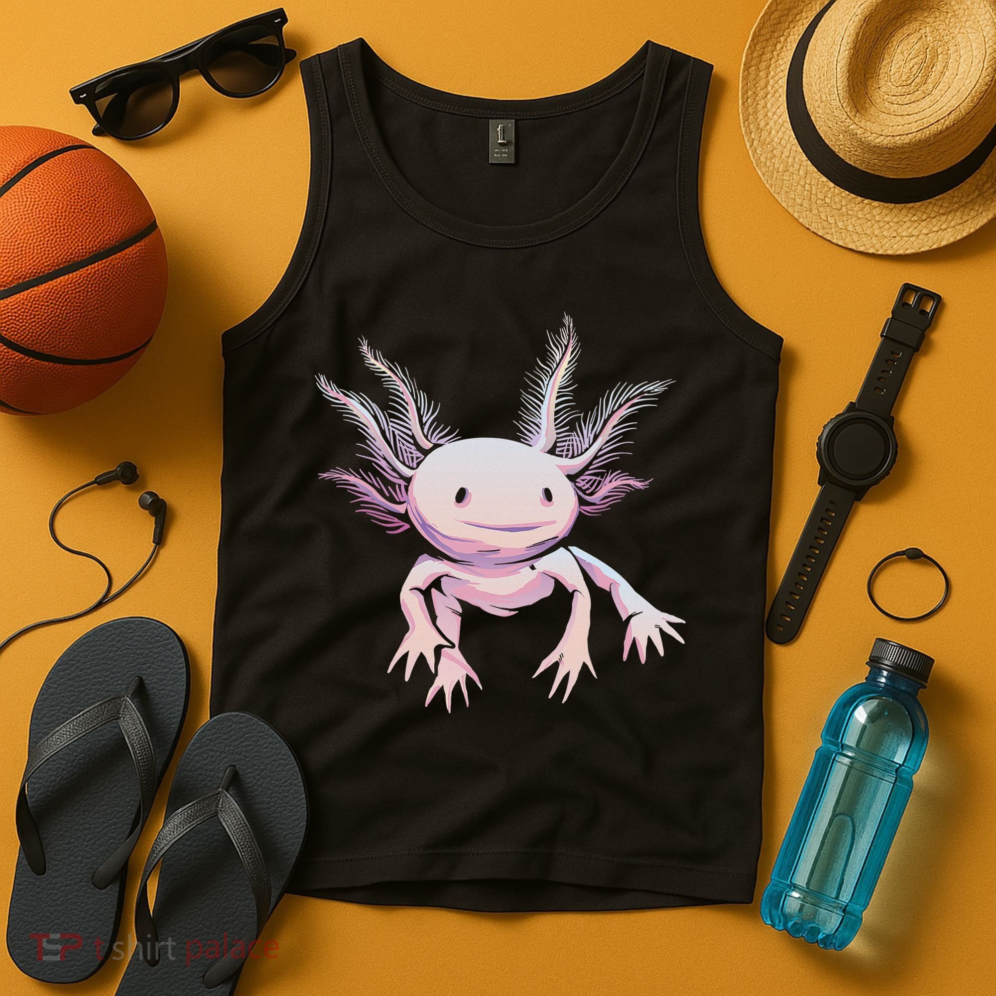 Axolotl Mexican Salamander Drawing Lizard Realistic Axolotl  Tank Top