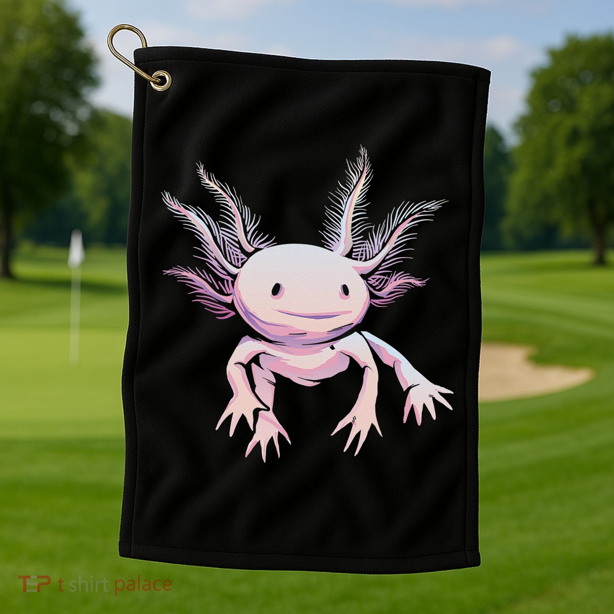 Axolotl Mexican Salamander Drawing Lizard Realistic Axolotl  Golf Towel