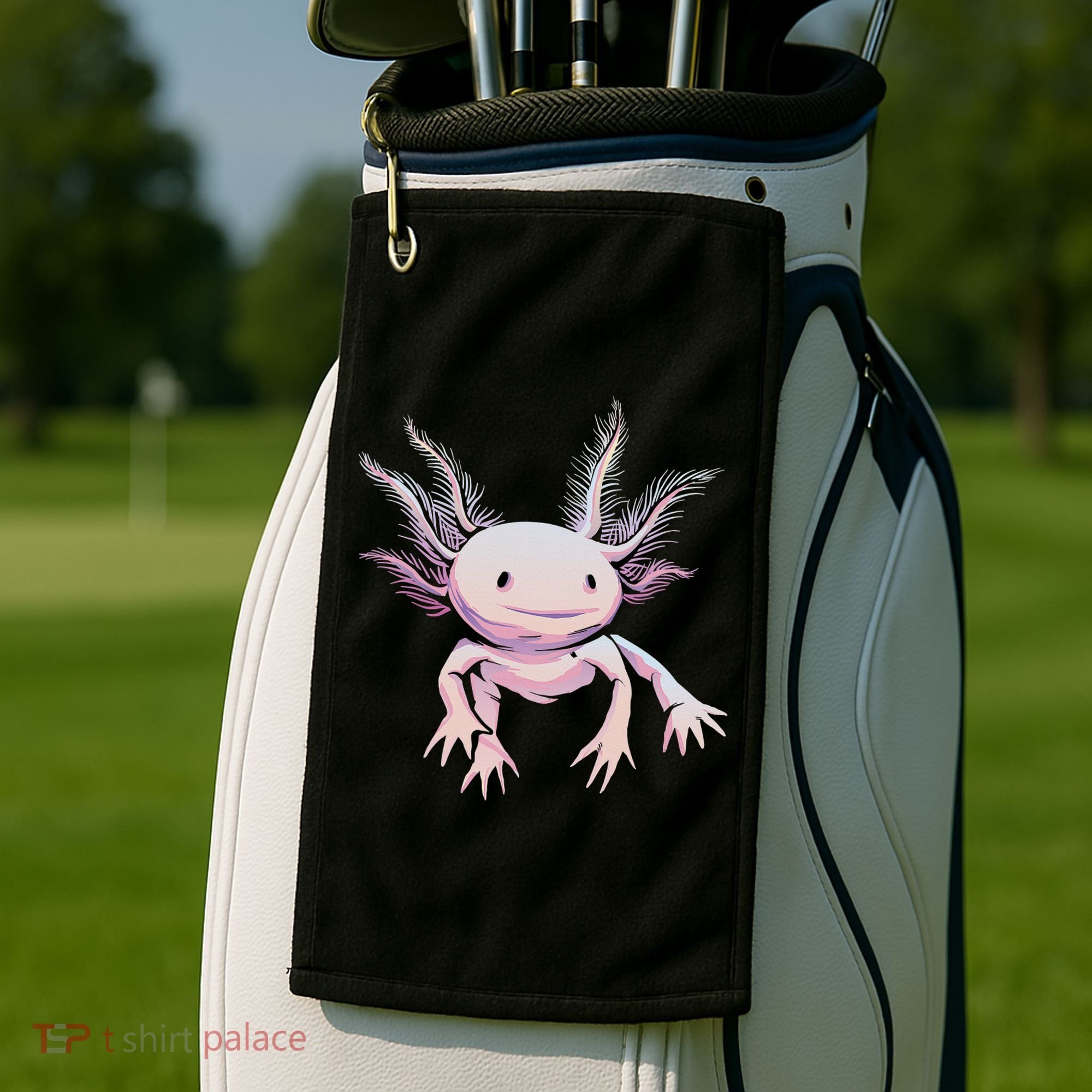 Axolotl Mexican Salamander Drawing Lizard Realistic Axolotl  Golf Towel