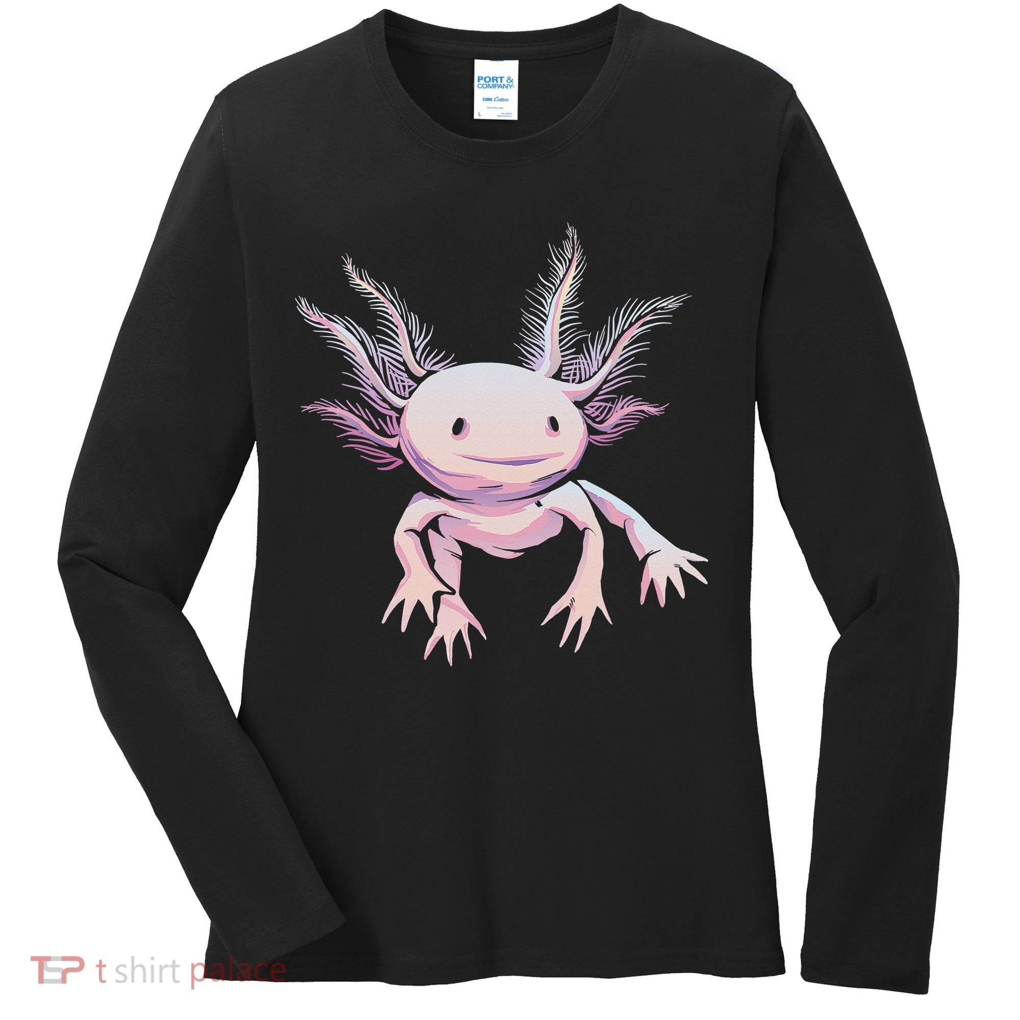 Axolotl Mexican Salamander Drawing Lizard Realistic Axolotl  Women's Long Sleeve Shirt