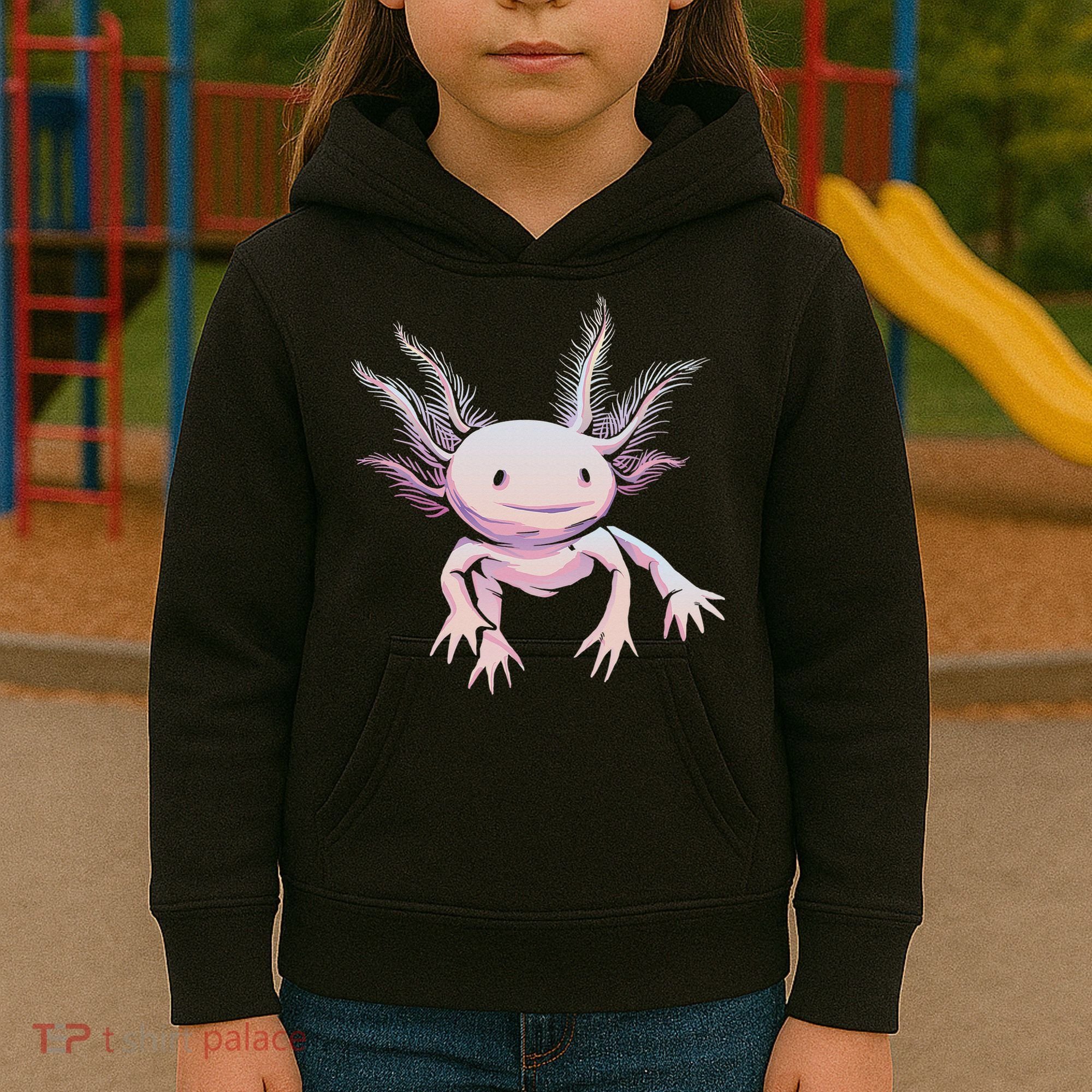 Axolotl Mexican Salamander Drawing Lizard Realistic Axolotl  Kids Hoodie