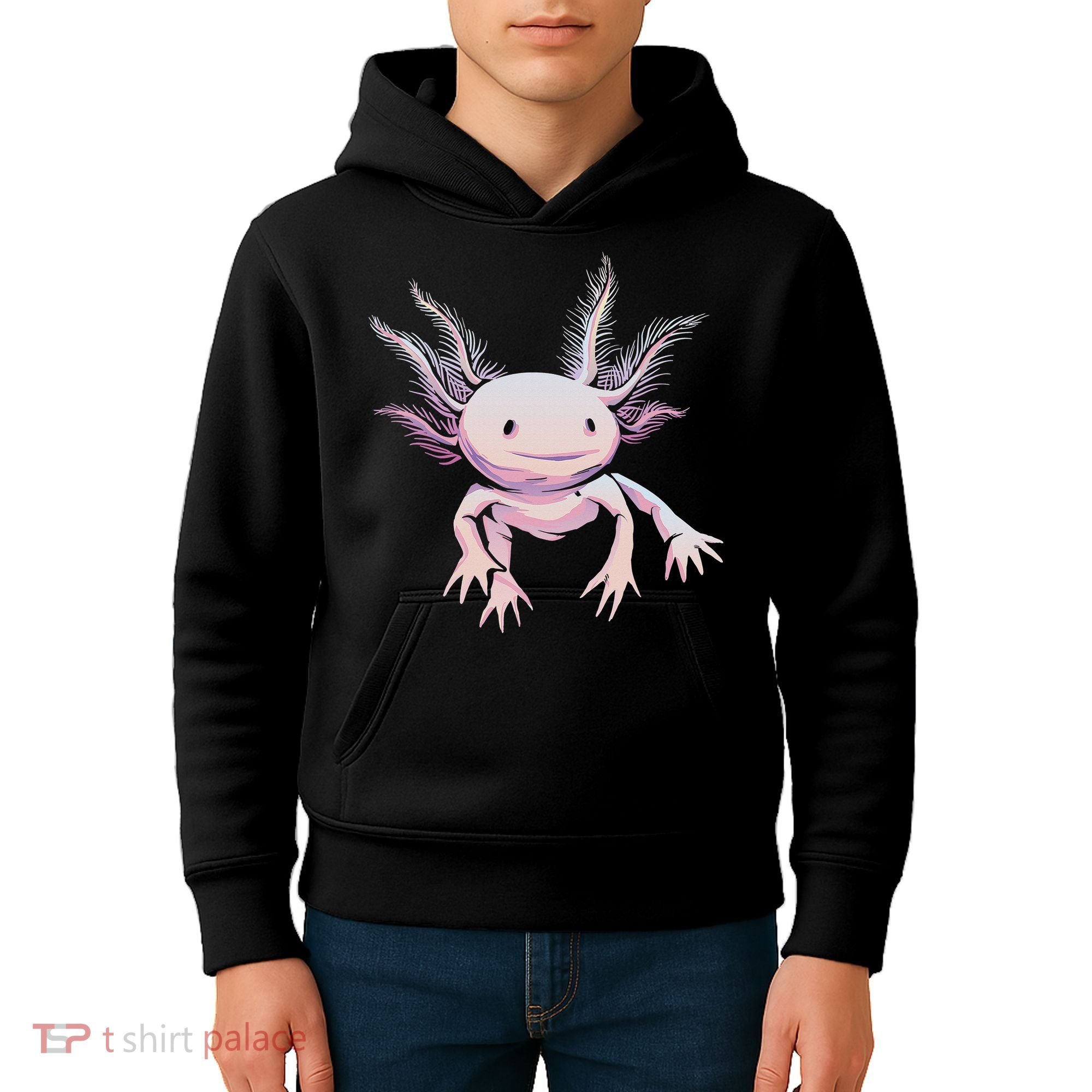Axolotl Mexican Salamander Drawing Lizard Realistic Axolotl  Kids Hoodie