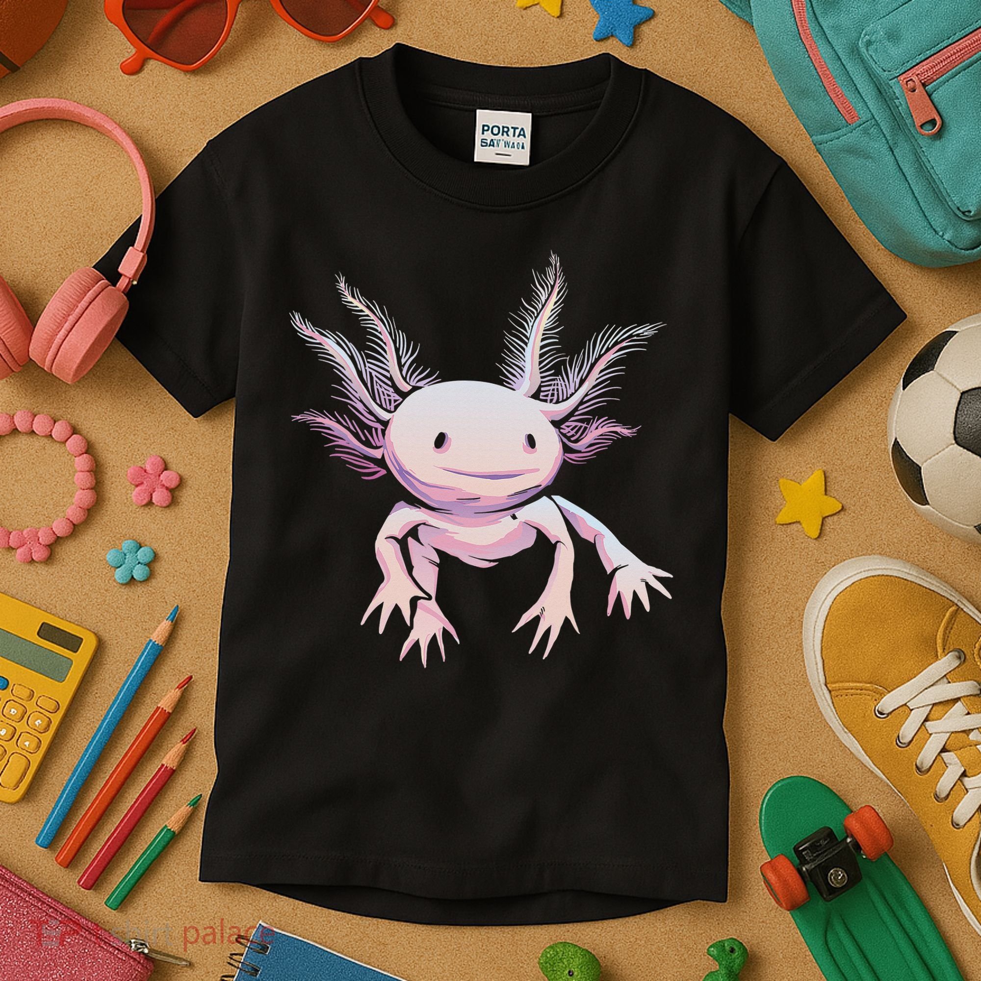 Axolotl Mexican Salamander Drawing Lizard Realistic Axolotl  Kids T-Shirt