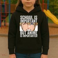 Anime Merch School Is Important But Anime Is Importanter Kids Hoodie thumb 3