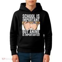 Anime Merch School Is Important But Anime Is Importanter Kids Hoodie thumb 4