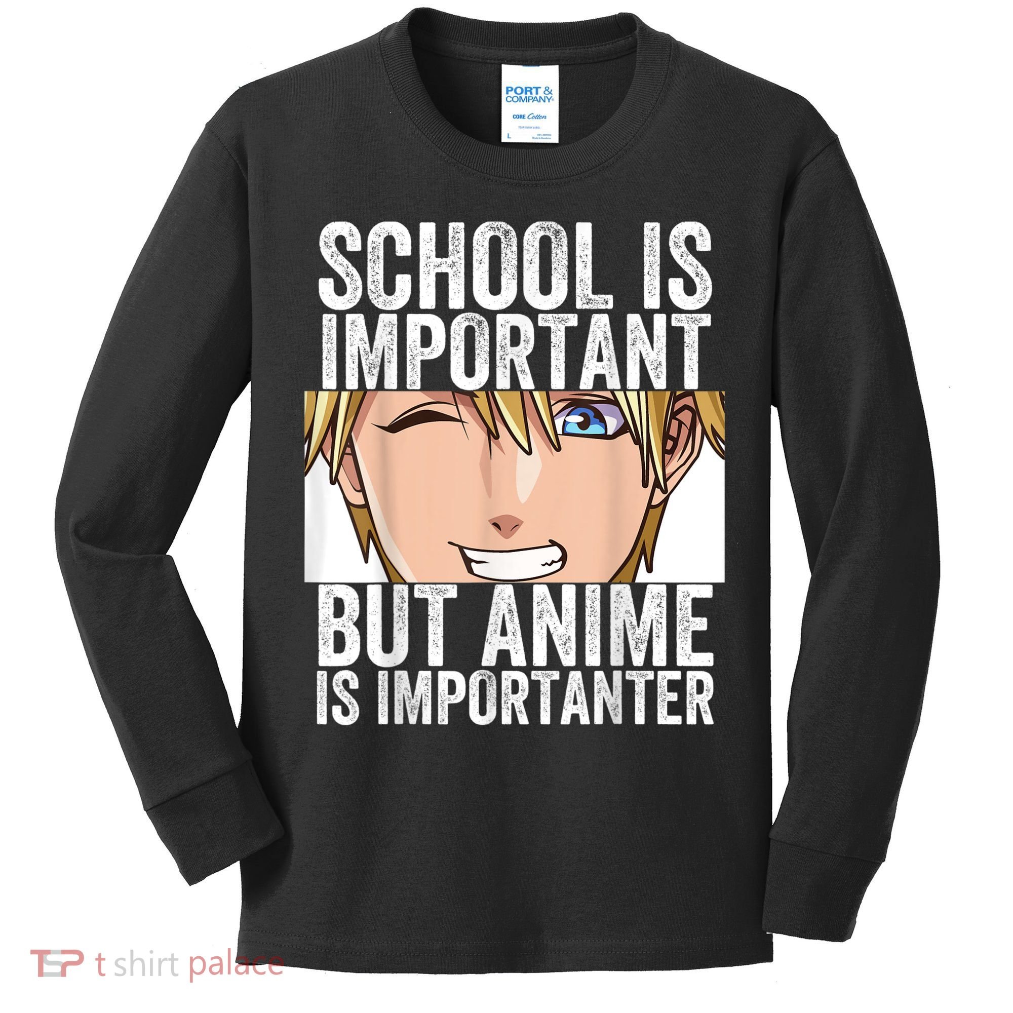 Anime Merch School Is Important But Anime Is Importanter Kids Long Sleeve Shirt