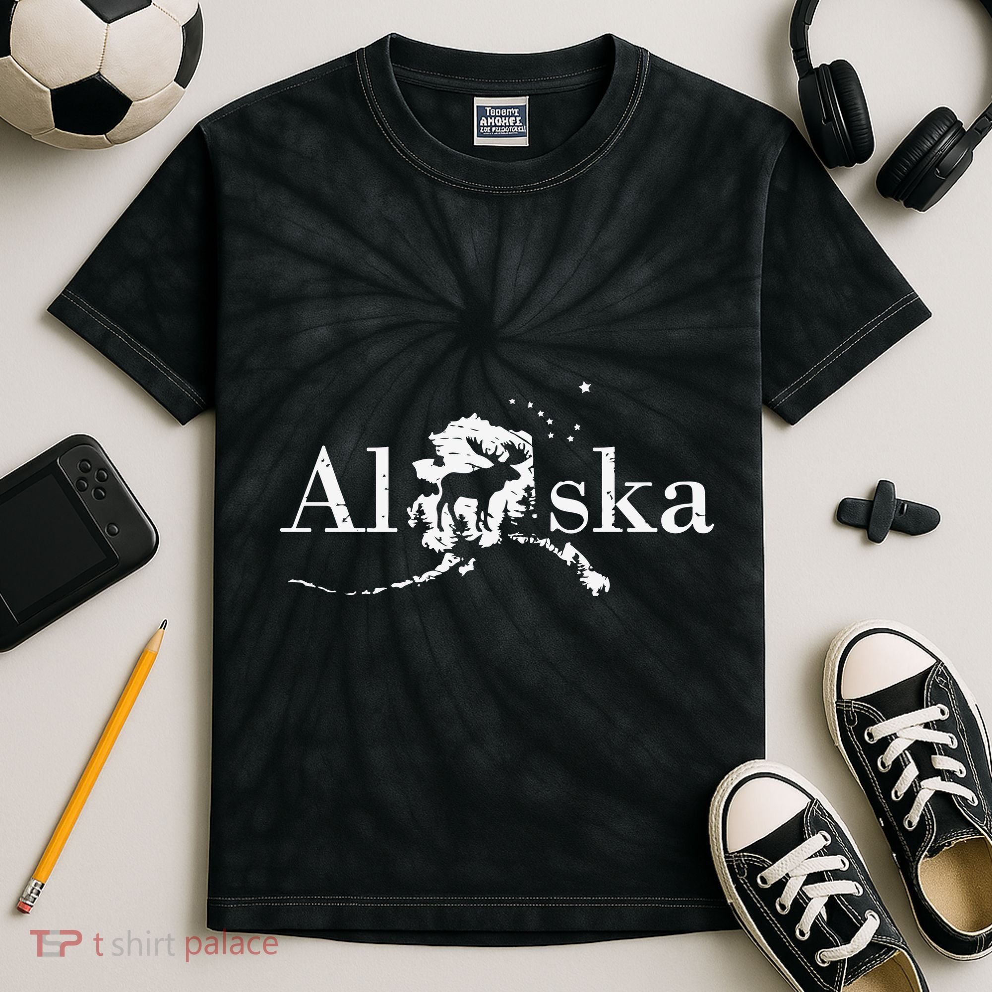 Alaska Map State Kids Tie-Dye T-Shirt