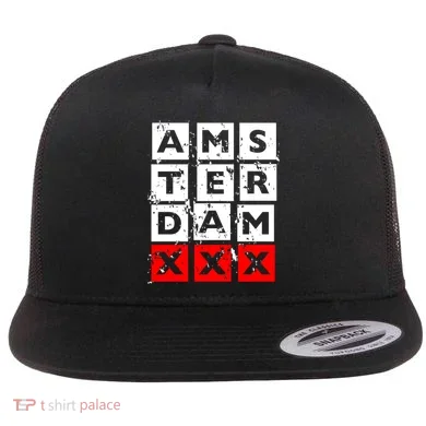 Amsterdam Red Light District Flat Bill Trucker Hat