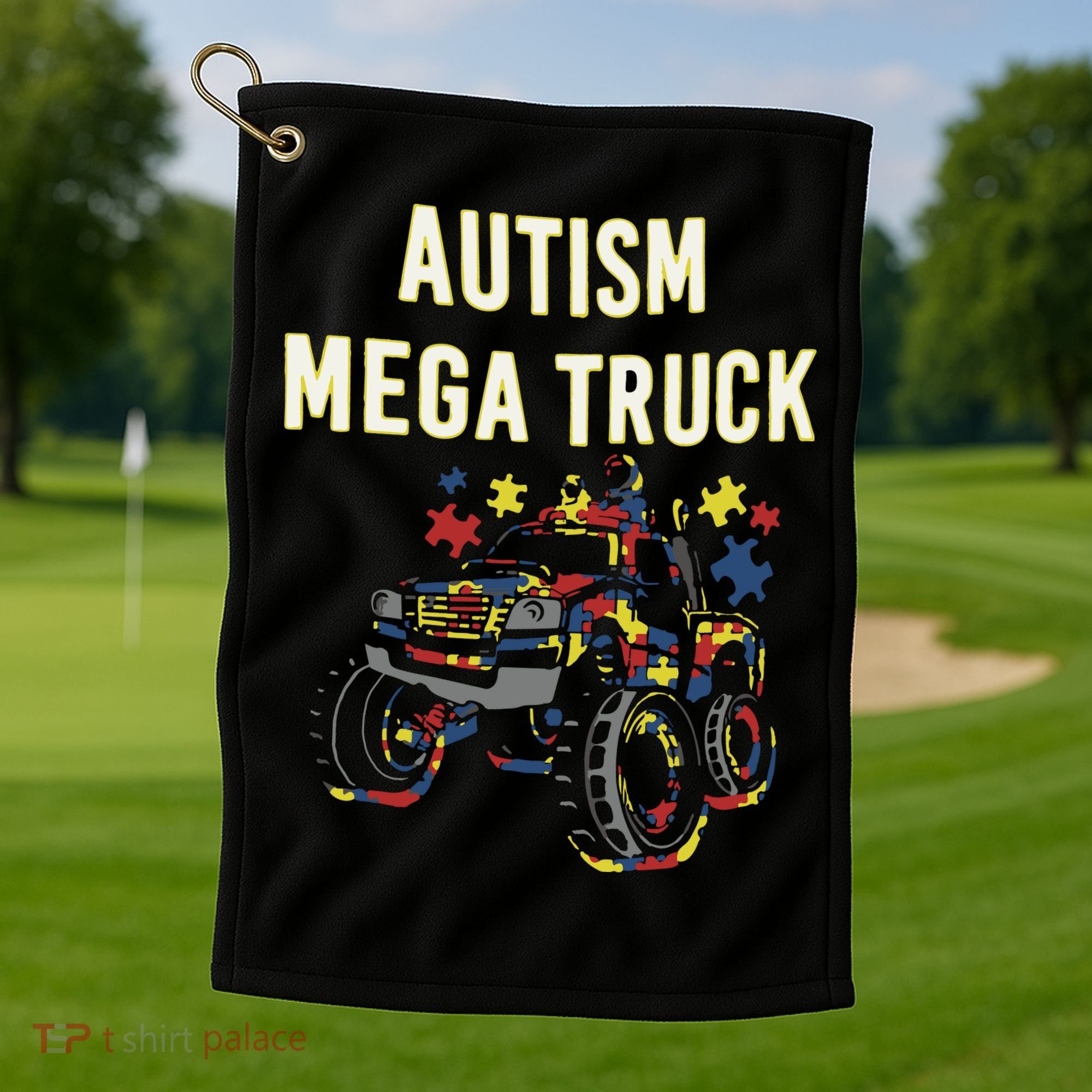 Autism Mega Truck Golf Towel