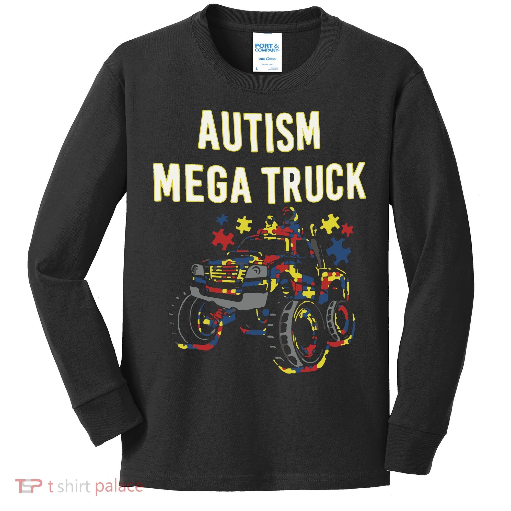 Autism Mega Truck Kids Long Sleeve Shirt