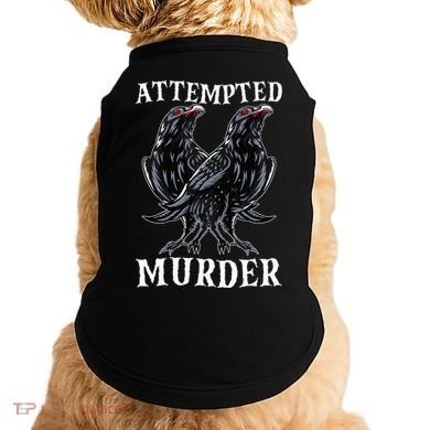 Attempted Murder Two Crows Birds Spooky Crows Pun Doggie Tank
