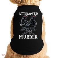 Attempted Murder Two Crows Birds Spooky Crows Pun Doggie Tank thumb 0