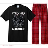 Attempted Murder Two Crows Birds Spooky Crows Pun Pajama Set thumb 0
