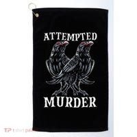 Attempted Murder Two Crows Birds Spooky Crows Pun Golf Towel thumb 0
