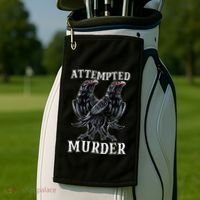 Attempted Murder Two Crows Birds Spooky Crows Pun Golf Towel thumb 2