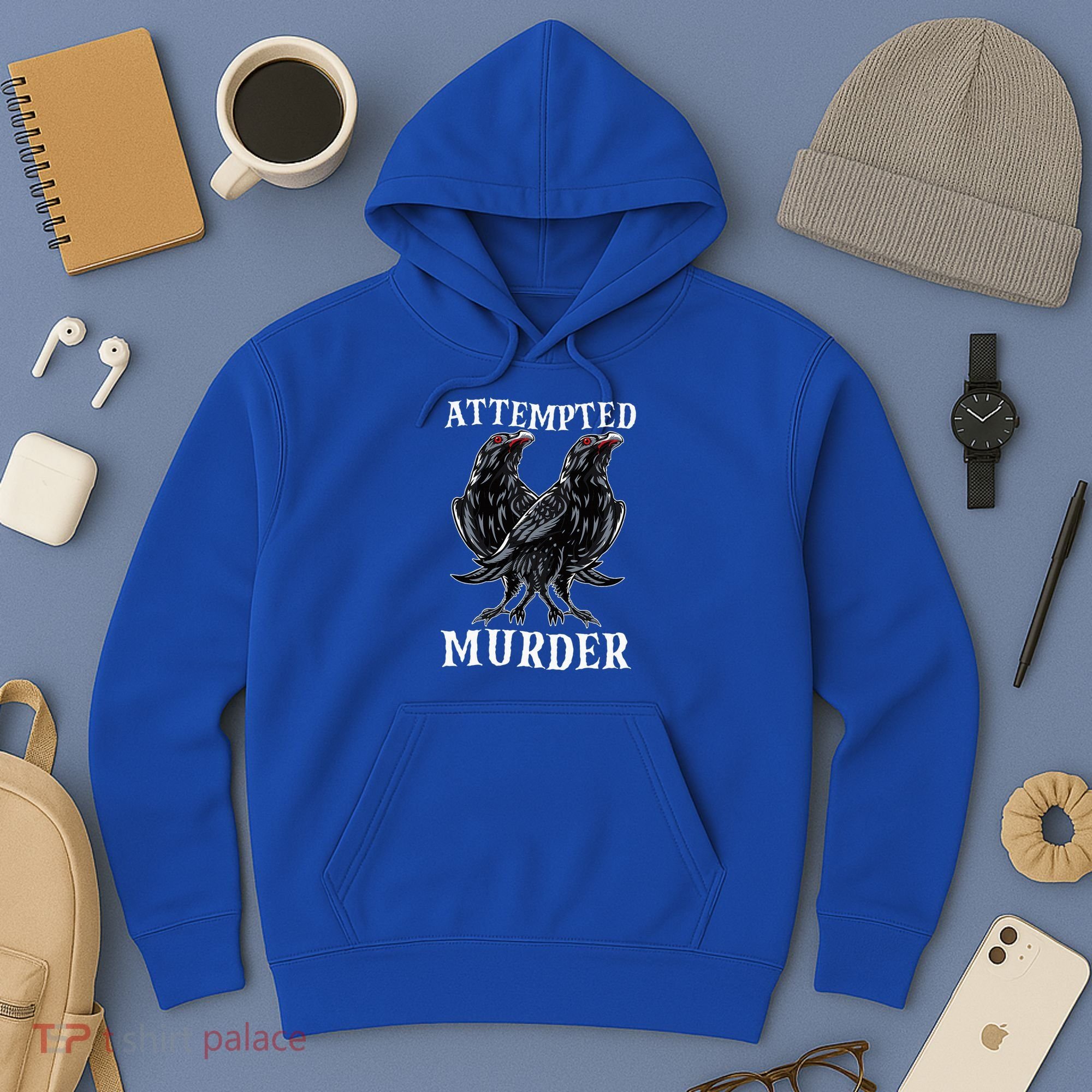 Attempted Murder Two Crows Birds Spooky Crows Pun Hoodie