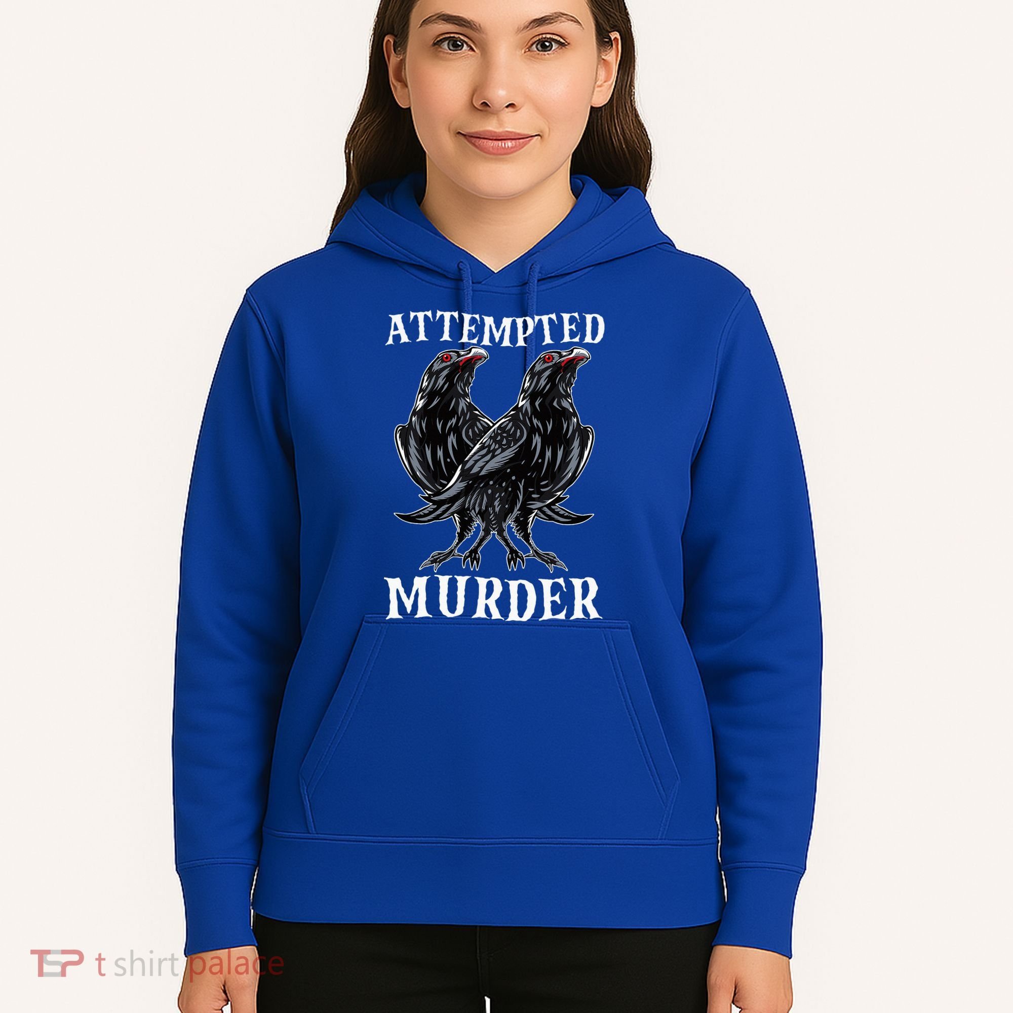 Attempted Murder Two Crows Birds Spooky Crows Pun Hoodie