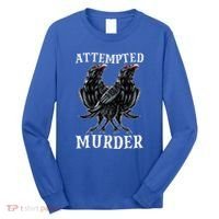 Attempted Murder Two Crows Birds Spooky Crows Pun Long Sleeve Shirt thumb 0