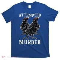 Attempted Murder Two Crows Birds Spooky Crows Pun T-Shirt thumb 0