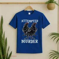 Attempted Murder Two Crows Birds Spooky Crows Pun T-Shirt thumb 2