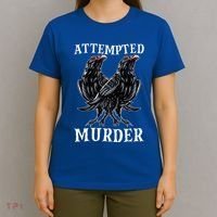 Attempted Murder Two Crows Birds Spooky Crows Pun T-Shirt thumb 4