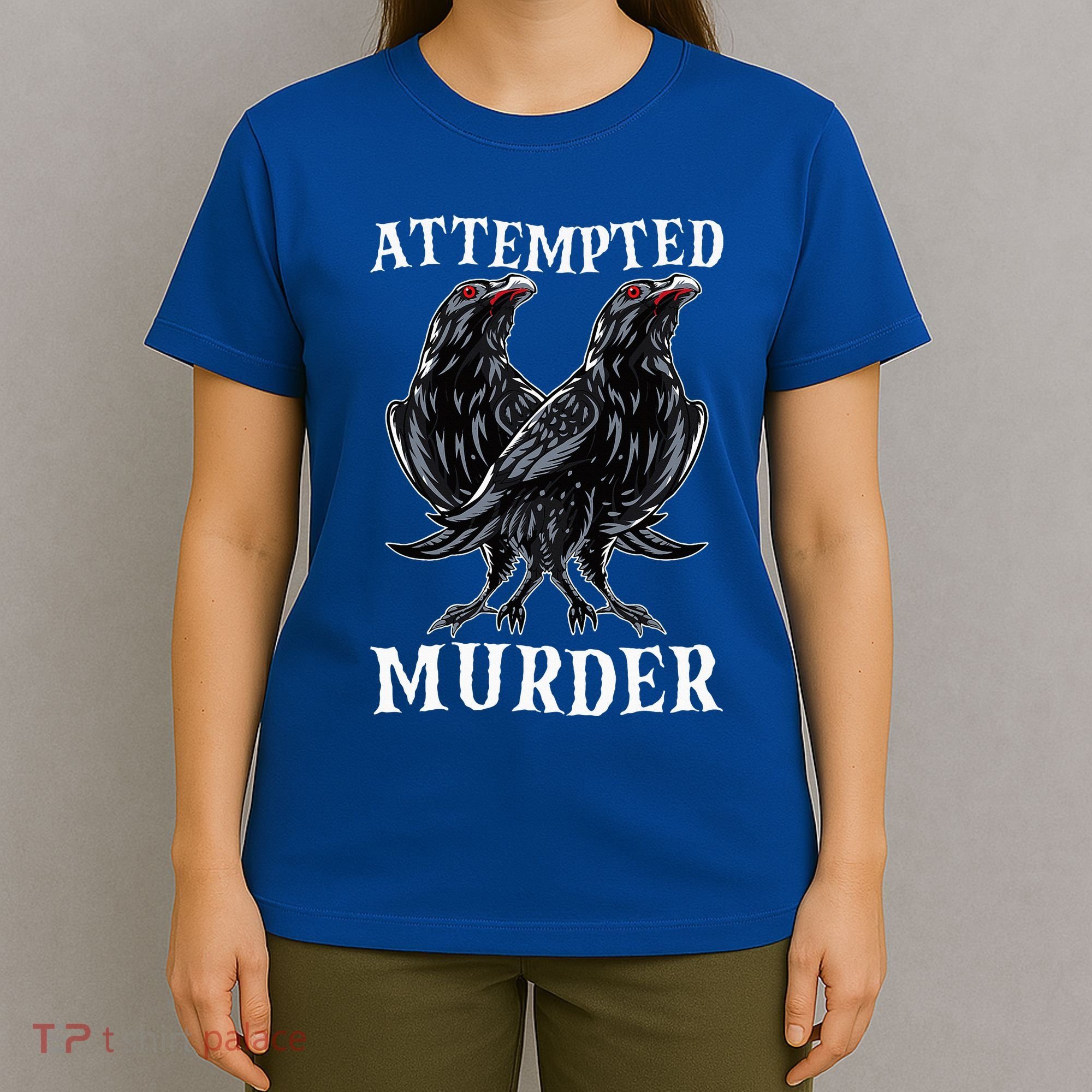 Attempted Murder Two Crows Birds Spooky Crows Pun T-Shirt