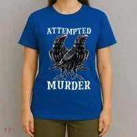 Attempted Murder Two Crows Birds Spooky Crows Pun T-Shirt thumb 4