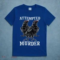 Attempted Murder Two Crows Birds Spooky Crows Pun T-Shirt thumb 5