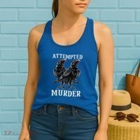 Attempted Murder Two Crows Birds Spooky Crows Pun Women's Tank Top thumb 2