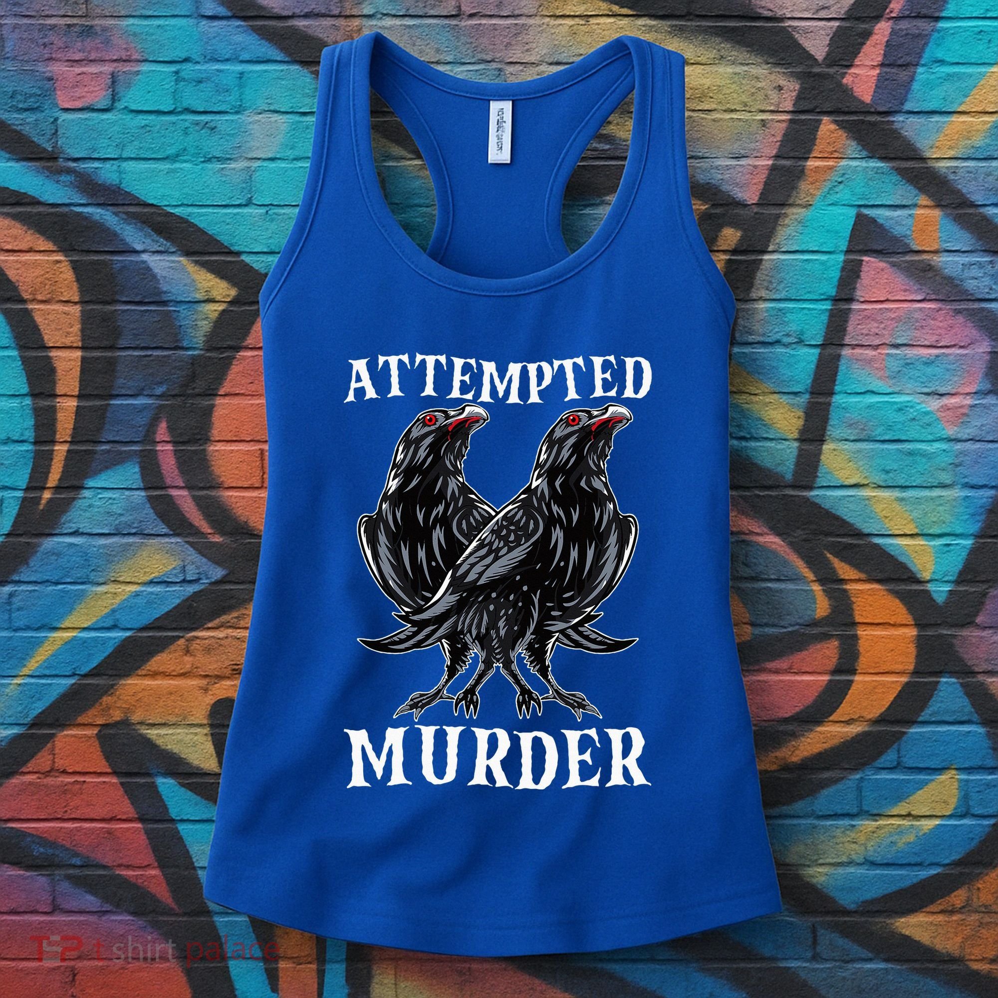 Attempted Murder Two Crows Birds Spooky Crows Pun Women's Tank Top
