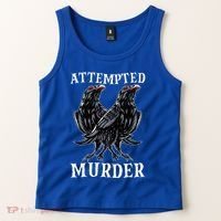 Attempted Murder Two Crows Birds Spooky Crows Pun Tank Top thumb 2