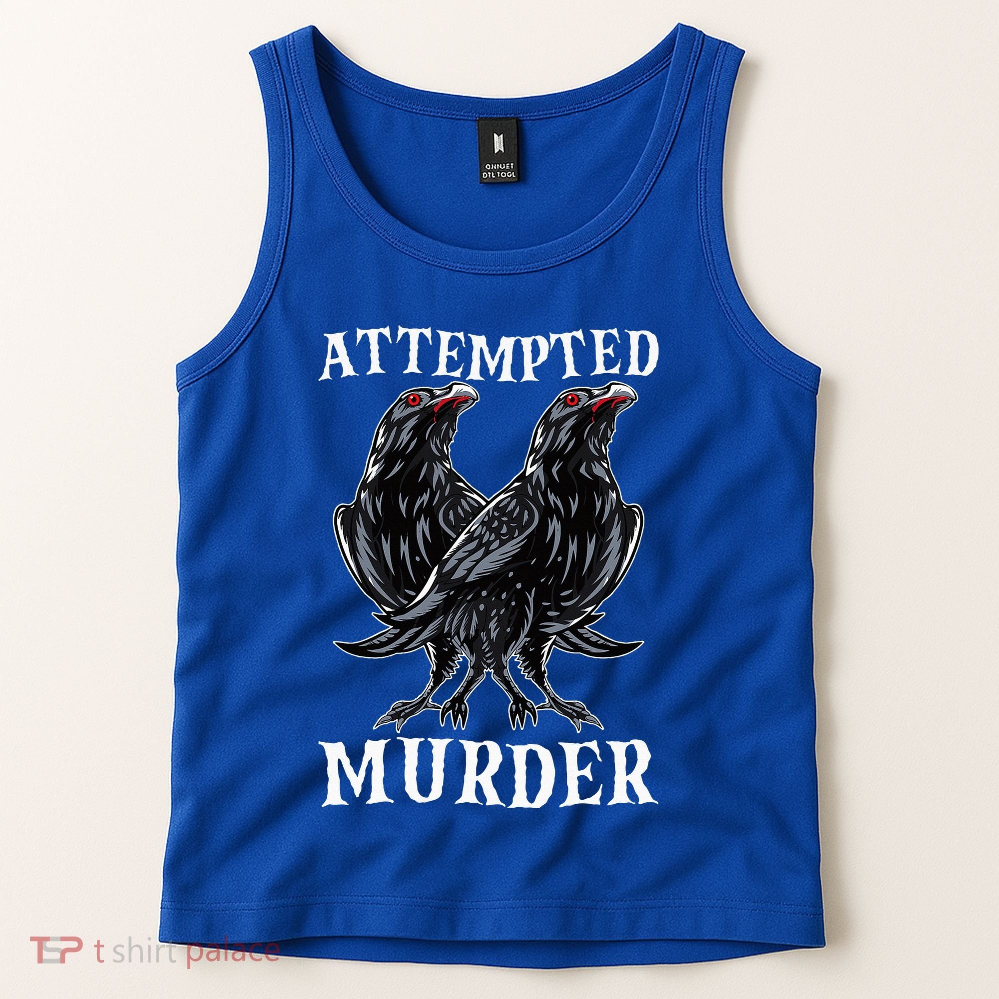 Attempted Murder Two Crows Birds Spooky Crows Pun Tank Top