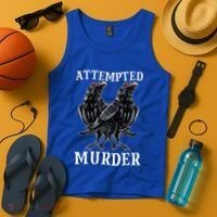 Attempted Murder Two Crows Birds Spooky Crows Pun Tank Top thumb 4