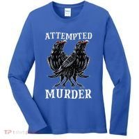 Attempted Murder Two Crows Birds Spooky Crows Pun Women's Long Sleeve Shirt thumb 0