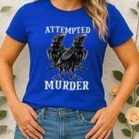 Attempted Murder Two Crows Birds Spooky Crows Pun Women's T-Shirt thumb 2